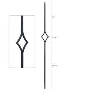 Steel Tube Balusters | Geometric 1/2" Square Series With Dowel Top | Single Feature | Satin Black