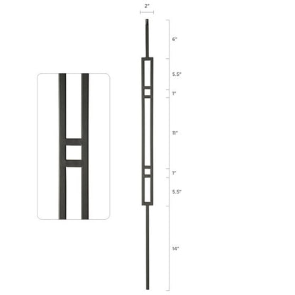 Steel Tube Balusters | Geometric 1/2" Square Series With Dowel Top | Double Feature