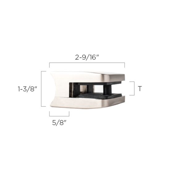 Large | Square | Tapered Glass Clip for Round Post | Zinc