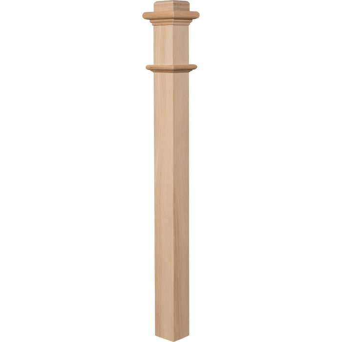 Wood Box Newel | Plain Style | White Oak | 48" x 3 1/2" | Ascension