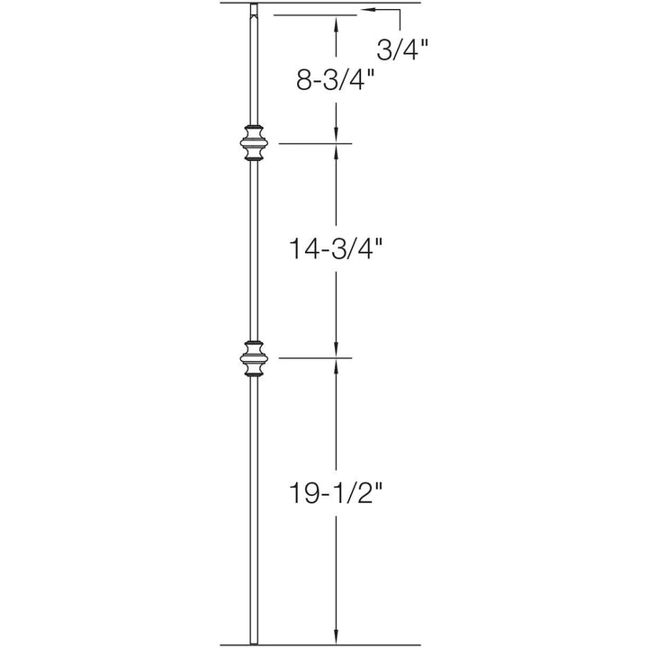 T61 | Iron Baluster | Square | Double Knuckle | 1/2"