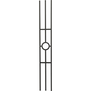 T74 - Iron Baluster - Rectangular Panel with Circle - 1/2" x 44"