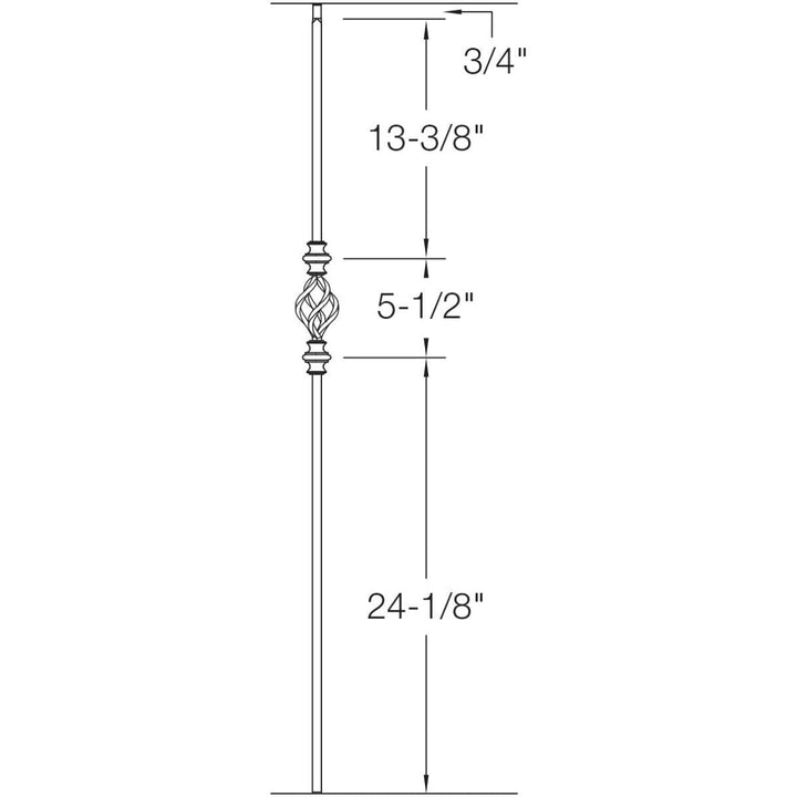 CLEARANCE | T62 | Iron Baluster | Basket with Knuckles | 1/2" x 44" | SATIN BLACK - All Things Stairs
